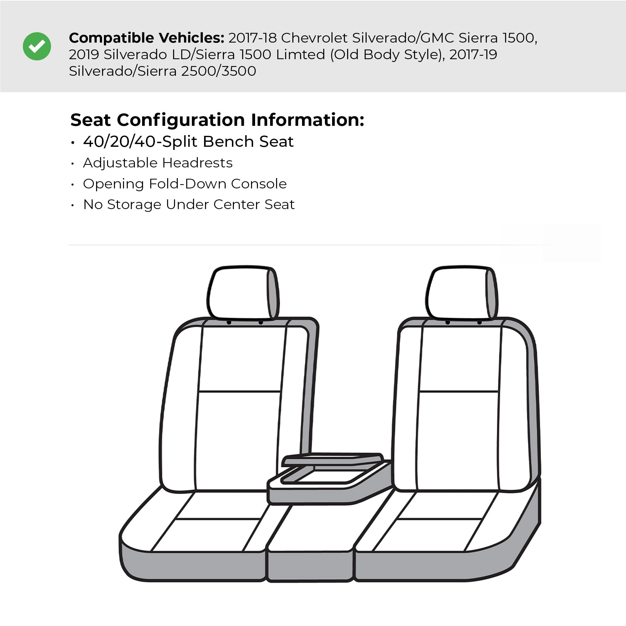 Covercraft Custom Carhartt SeatSaver Seat Covers | Fits 2017-2019 Chevrolet Silverado/GMC Sierra 1500/2500/3500 (2019 1500 Old Body Style) | 1st Row 40/20/40 Bench Seat, Duck Weave Gravel