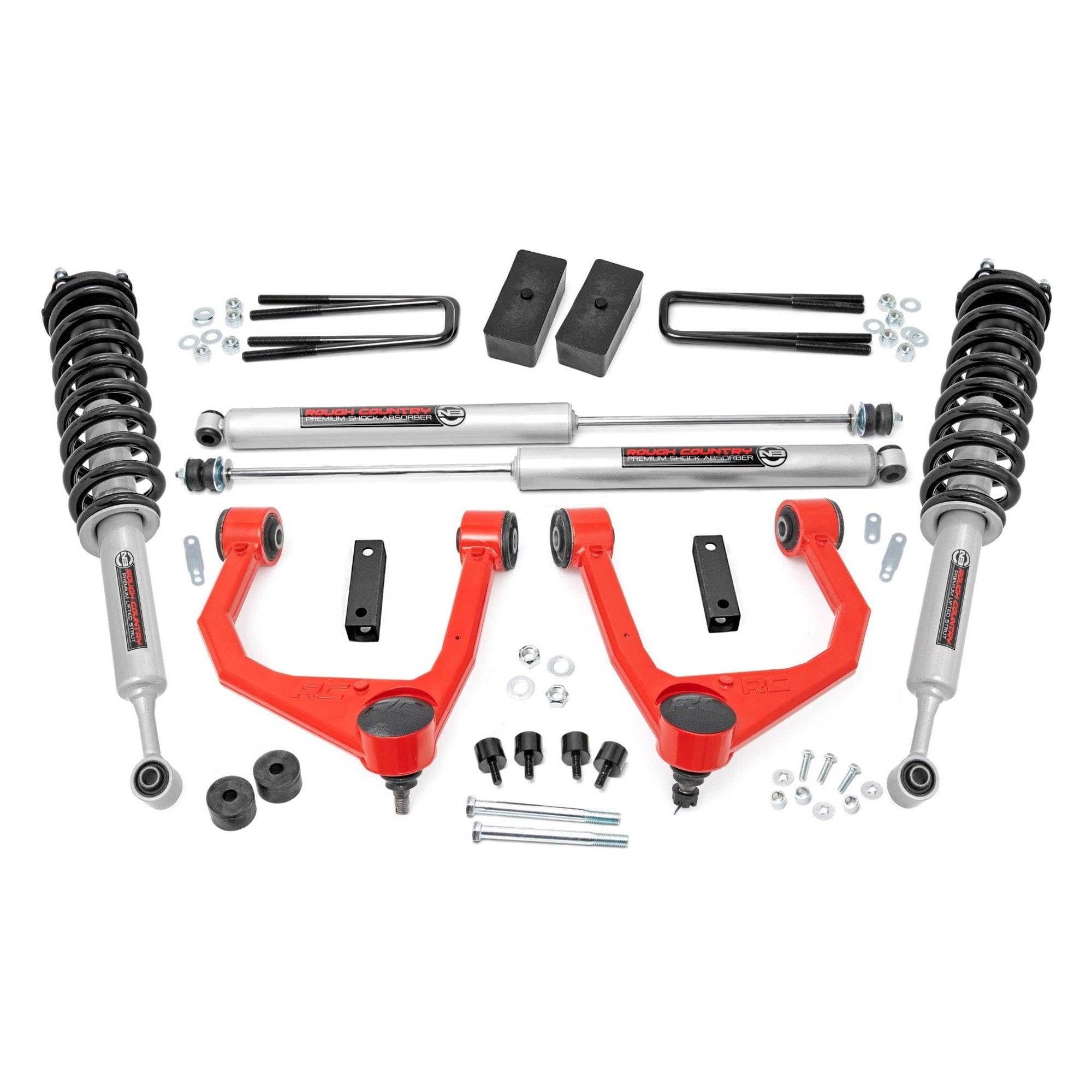 3.5" Rough Country Lift Kit w/N3 Struts for 2007-2021 Toyota Tundra - 76831RED