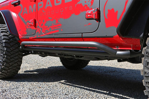 RAMPAGE PRODUCTS Rocker Guard Steps Rail Side for Jeep Wrangler JL | Pair, Steel, Textured Black | 26631 | Fits 2018-2025 Jeep Wrangler JLU 4-Door