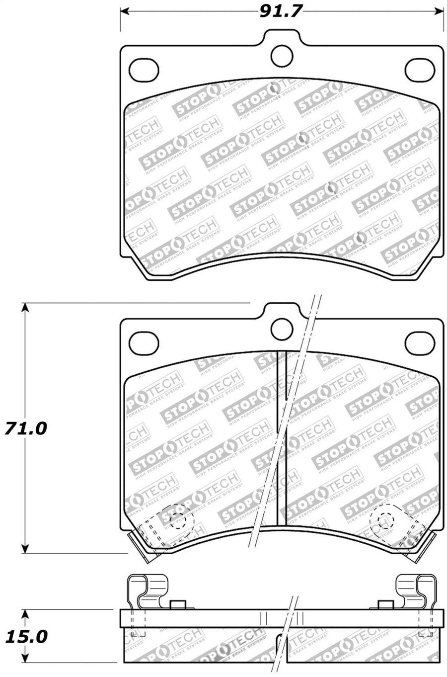 Front StopTech 308.04730 Brake Pads with Shims and Hardware Street