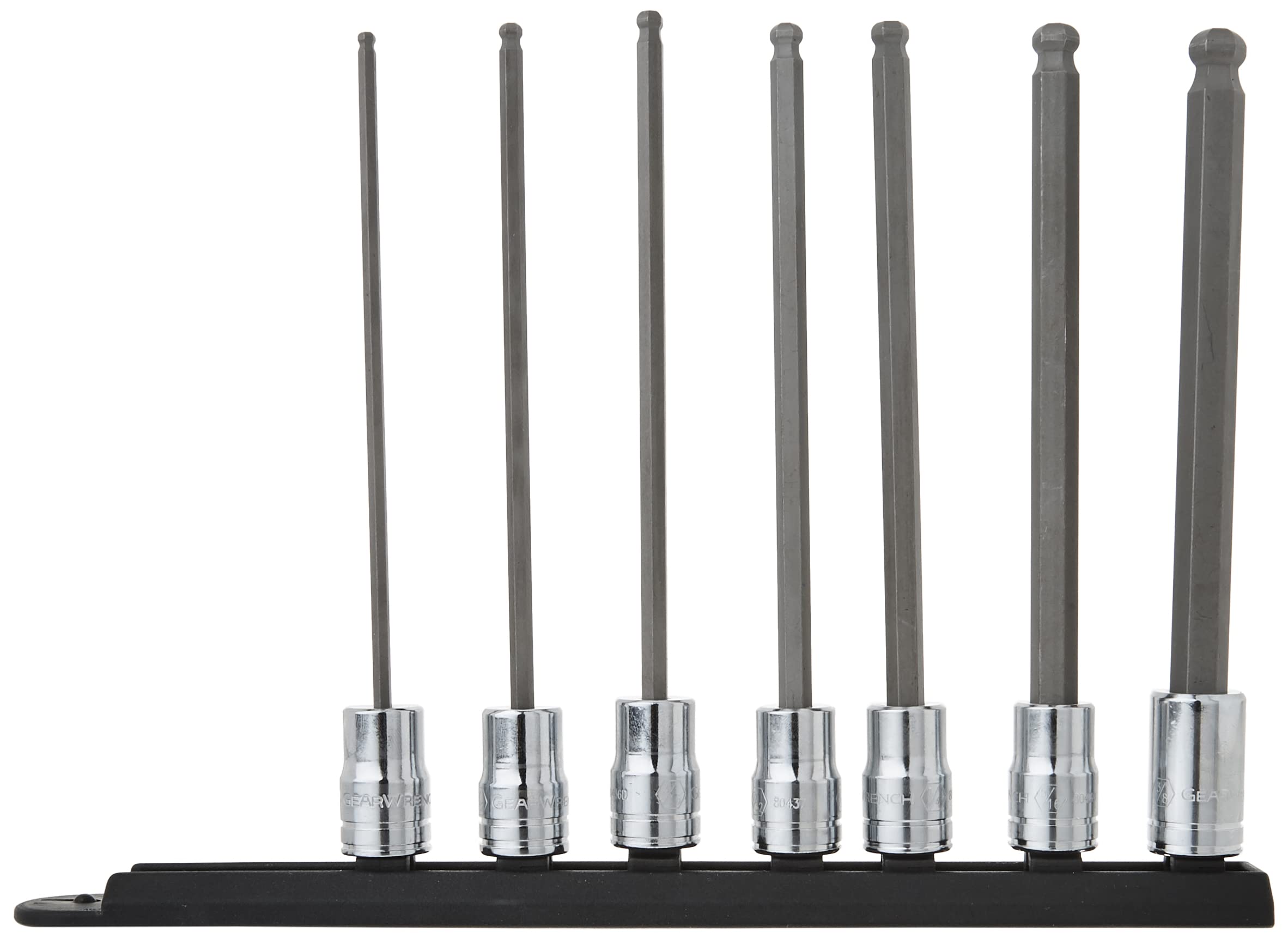 7 Pc. GEARWRENCH 3/8" Drive Long Ball End Hex Bit SAE Socket Set - 80574