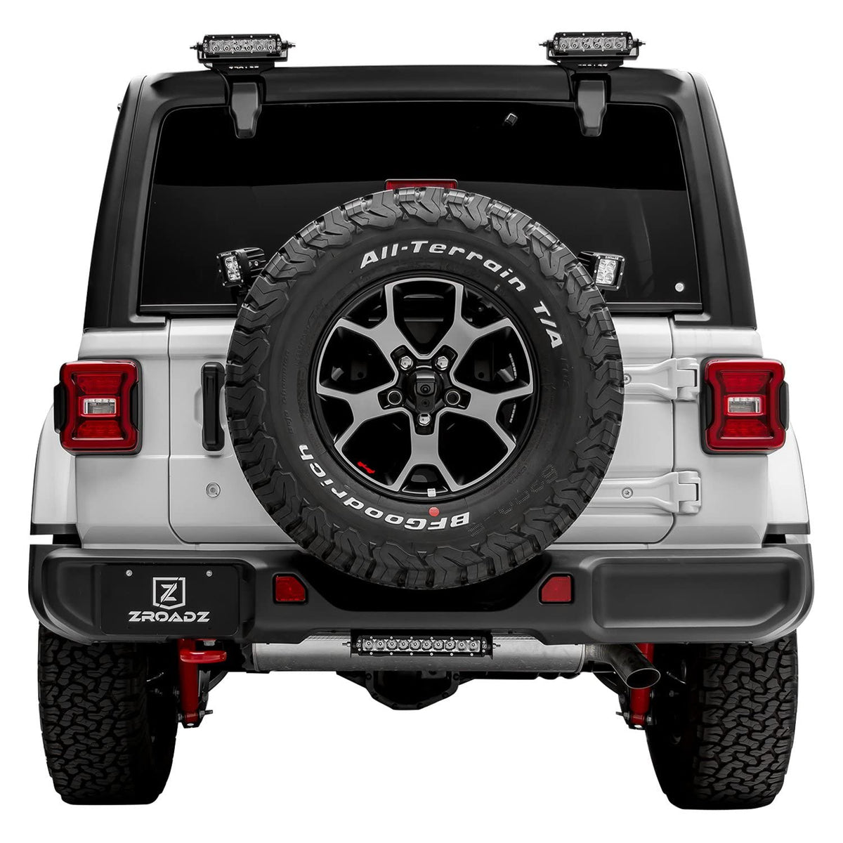 ZROADZ LED Bracket Rear Tire - Compatible w/ 2019-2022 Jeep JL - to Mount (2) 3 Inch LED Pod Lights - Mild Steel Gloss Black Finish - Bolt-On Easy Installation - PN #Z394951