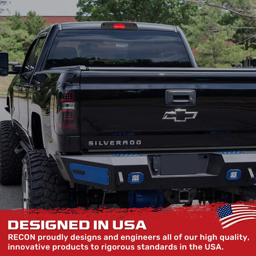 RECON - Fits 2014-2018 Silverado & Sierra (3rd Gen) 1500, 2500, 3500 Ultra High Power Red CREE XML LED 3rd Brake Light with White LED Cargo Lights with Smoked Lens