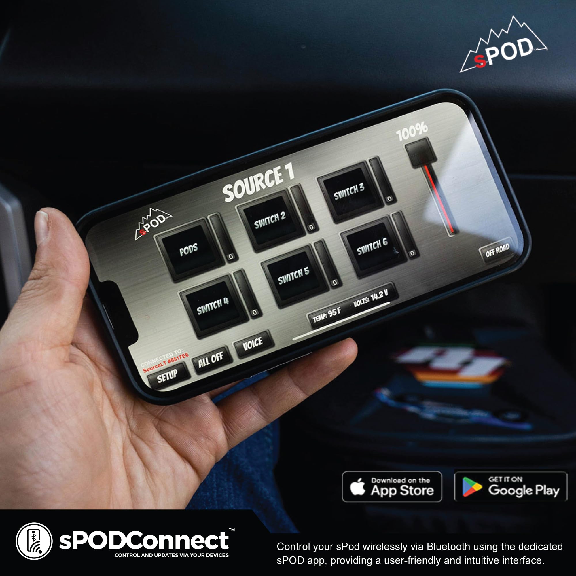 BantamX SPOD 8 Relay Power Control System with Touch Screen Controller and Integrated Bluetooth for Off-Road 4x4, Trucks - USA 5-Year Warranty (Universal Fit; 36" Battery Cable)
