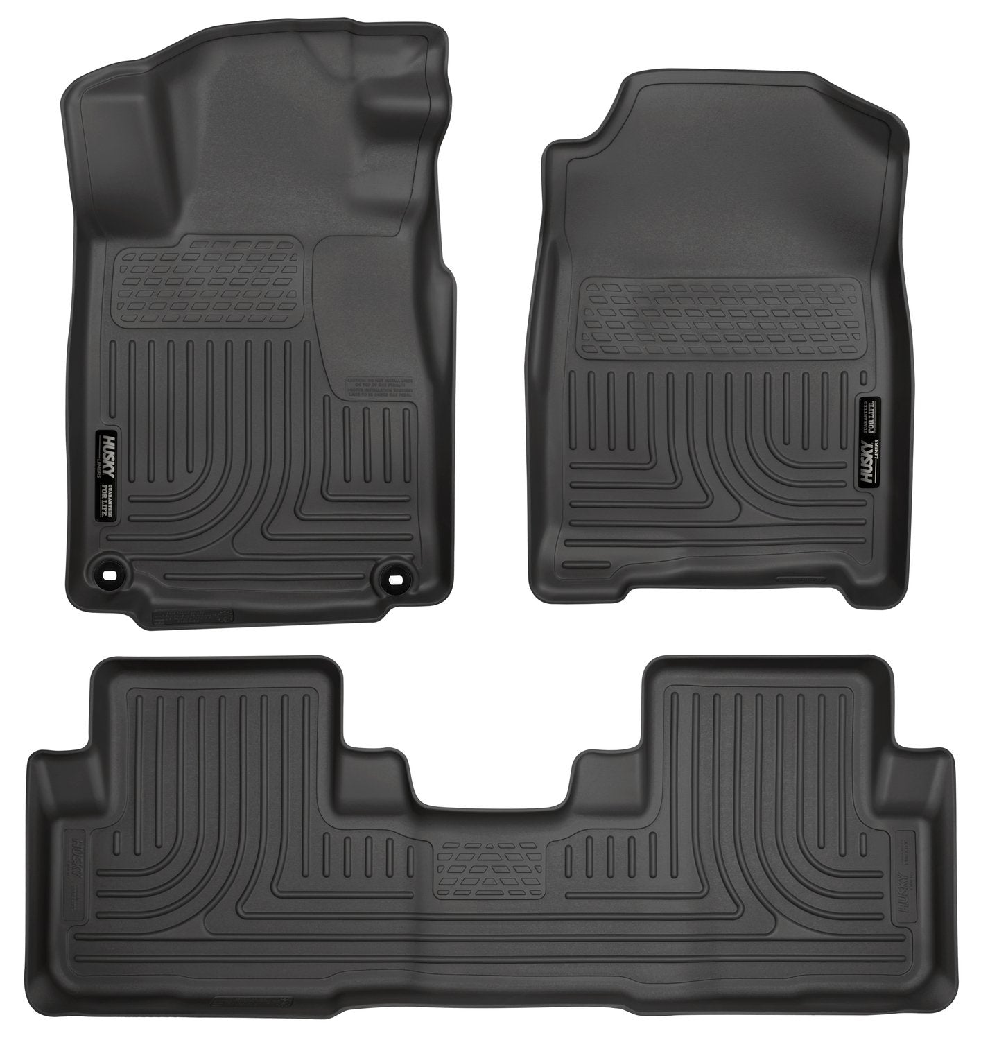Husky Liners Floor Mats Weatherbeater | Fits 2012-2014 Honda CR-V | Front & 2nd Row, 3-pc Black - 98451