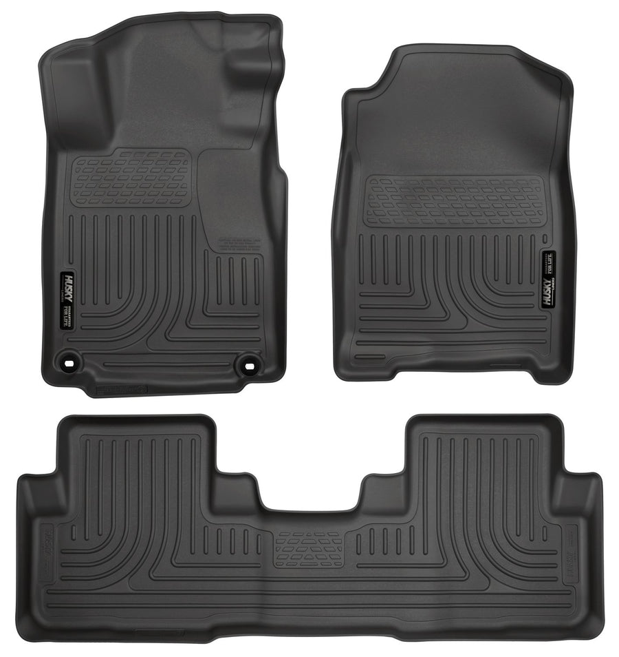 Husky Liners Floor Mats Weatherbeater | Fits 2012-2014 Honda CR-V | Front & 2nd Row, 3-pc Black - 98451