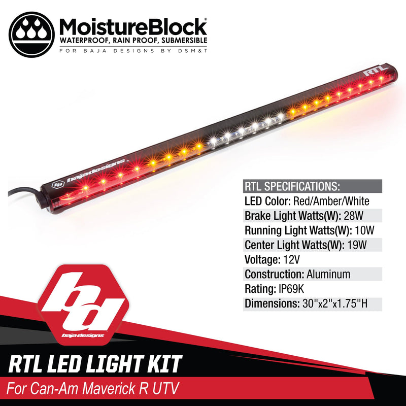 RTL Rear LED Light Kit Baja Designs for Can-Am Maverick R UTV