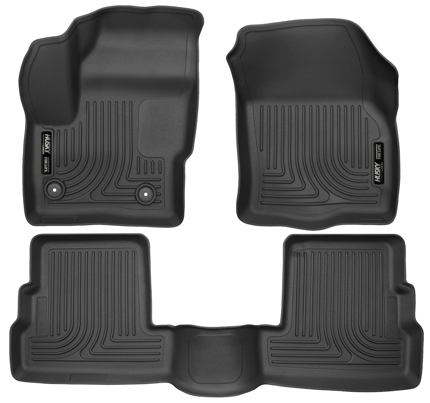 Weatherbeater Husky Liners Floor Mats | Fits 2015-2019 Lincoln MKC | Front & 2nd Row, 3-pc Black - 99301
