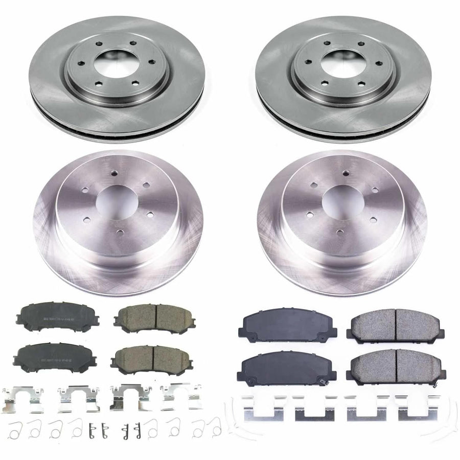 Power Stop KOE7866 Replacement Brake Kit-OE Front and Rear Brake Rotors & Ceramic Pads For Nissan TITAN 2017-2022 [Model Specific]