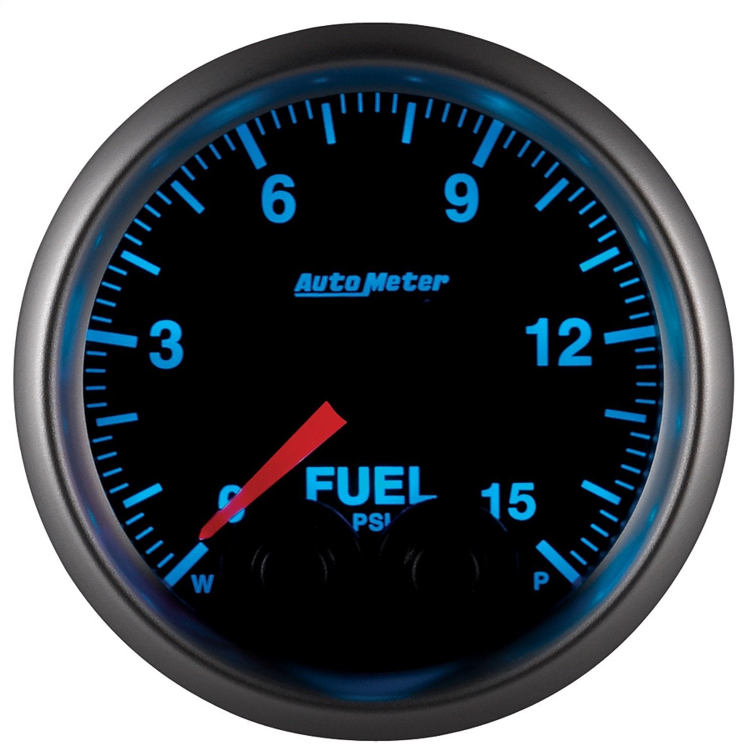 Gauge, AutoMeter 5667-05702-NS, Fuelp, 2 1/16", 15Psi, Stepper Motor W/Peak & Warn, Elite, W/O Sensor