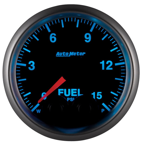 Gauge, AutoMeter 5667-05702-NS, Fuelp, 2 1/16", 15Psi, Stepper Motor W/Peak & Warn, Elite, W/O Sensor