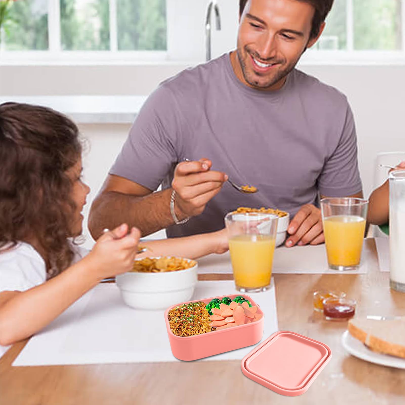 Silicone Lunch Box AAKG, Silicone Lunch Container, Food Grade Portable Silicone Food Box | Microwave Lunch Bag Safe Food Container