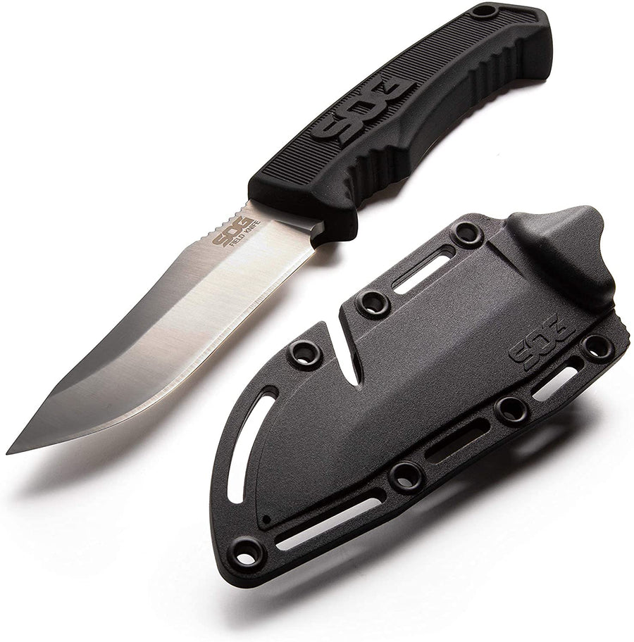 Survival Knife SOG with Sheath - Field Knife Fixed Blade Knives 4 Inch Tactical Knife and Bushcraft Knife w/Full Tang Hunting Knife Blade (FK1001-CP)