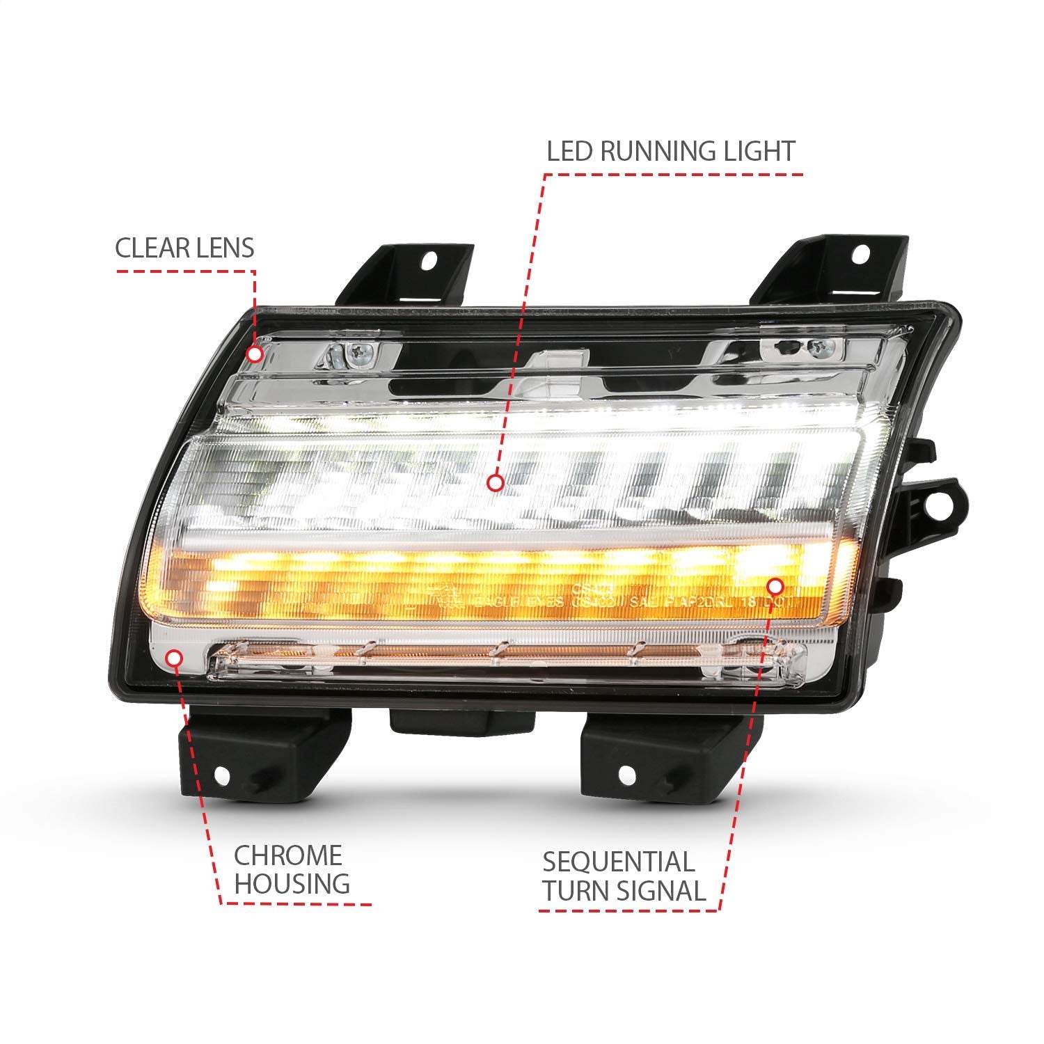 Jeep Wrangler Anzo USA 511083 18 LED Side Marker Light Chrome Clear (w/Sequential)