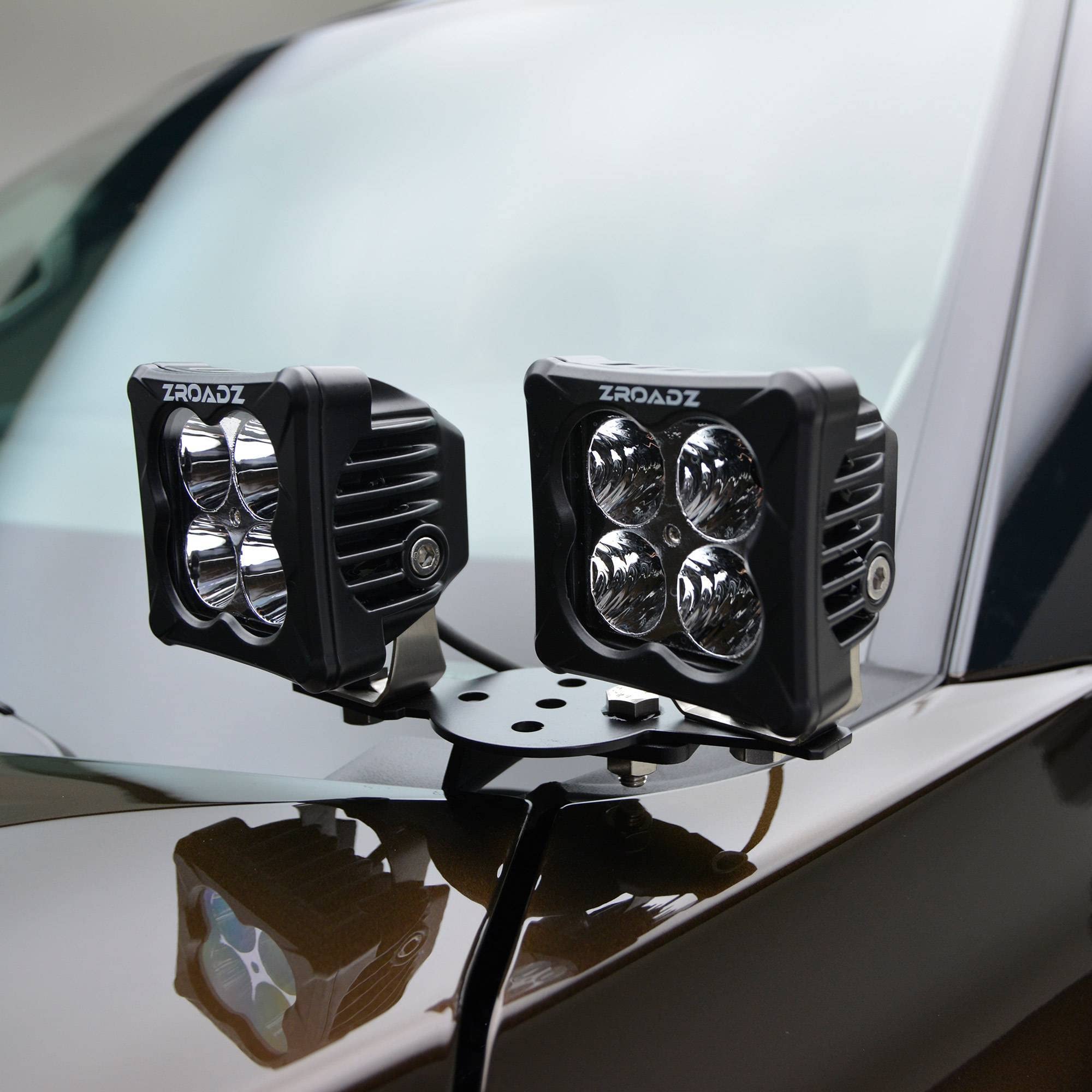 ZROADZ 22 Tundra Hood Hinge LED Kit Incl (2) 3" White and (2) 3" Amber LED Pod Lights Z369671-KITAW