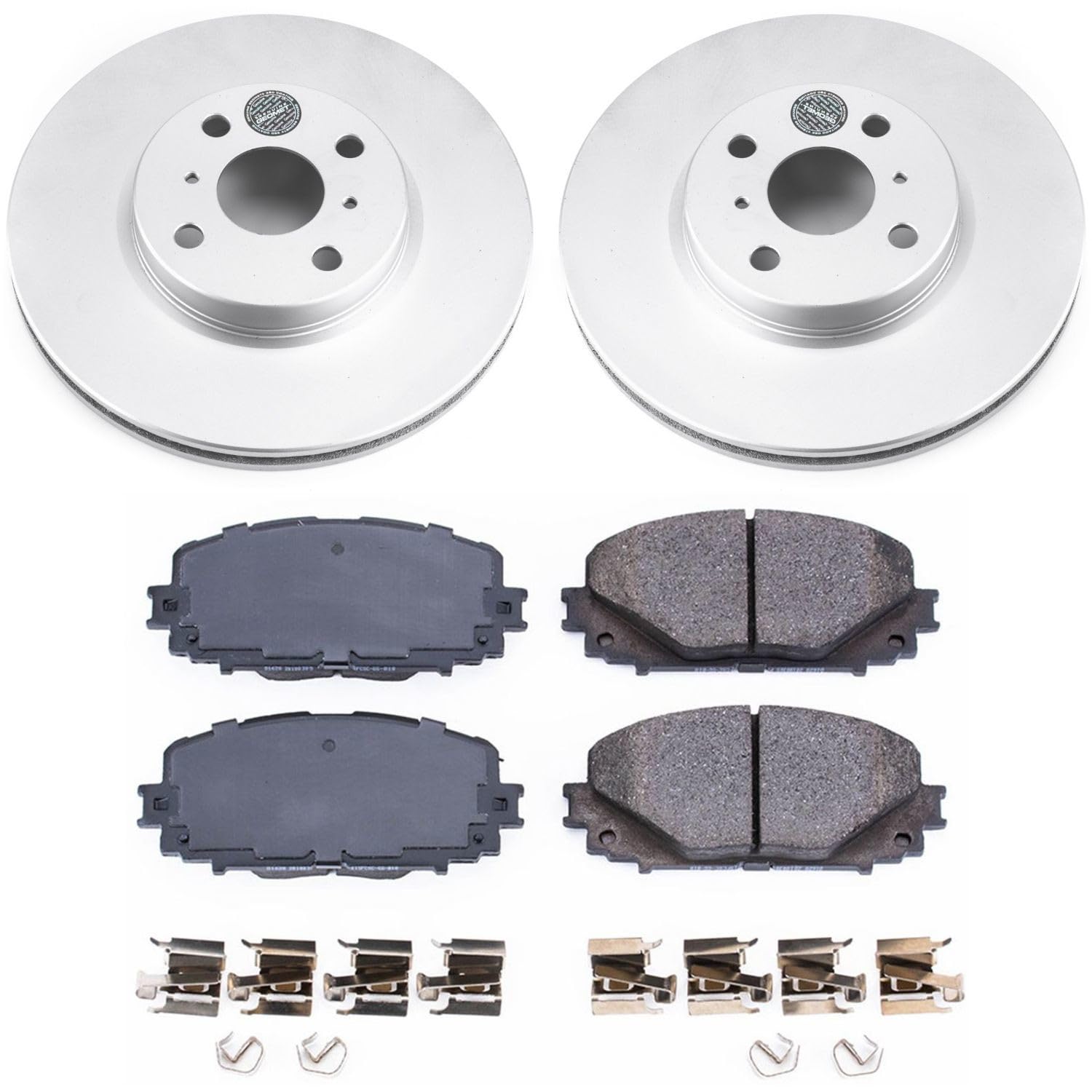 Power Stop Front Coated Brake Rotors and Z17 Ceramic Brake Pads Kit CRK6104 For Toyota Yaris 2012-2018 [Model Specific]