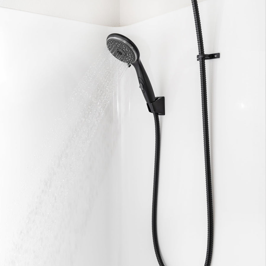 Dura Faucet Handheld Premium RV Shower Wand and Hose Kit, Eco-Friendly On/Off Switch (Matte Black)
