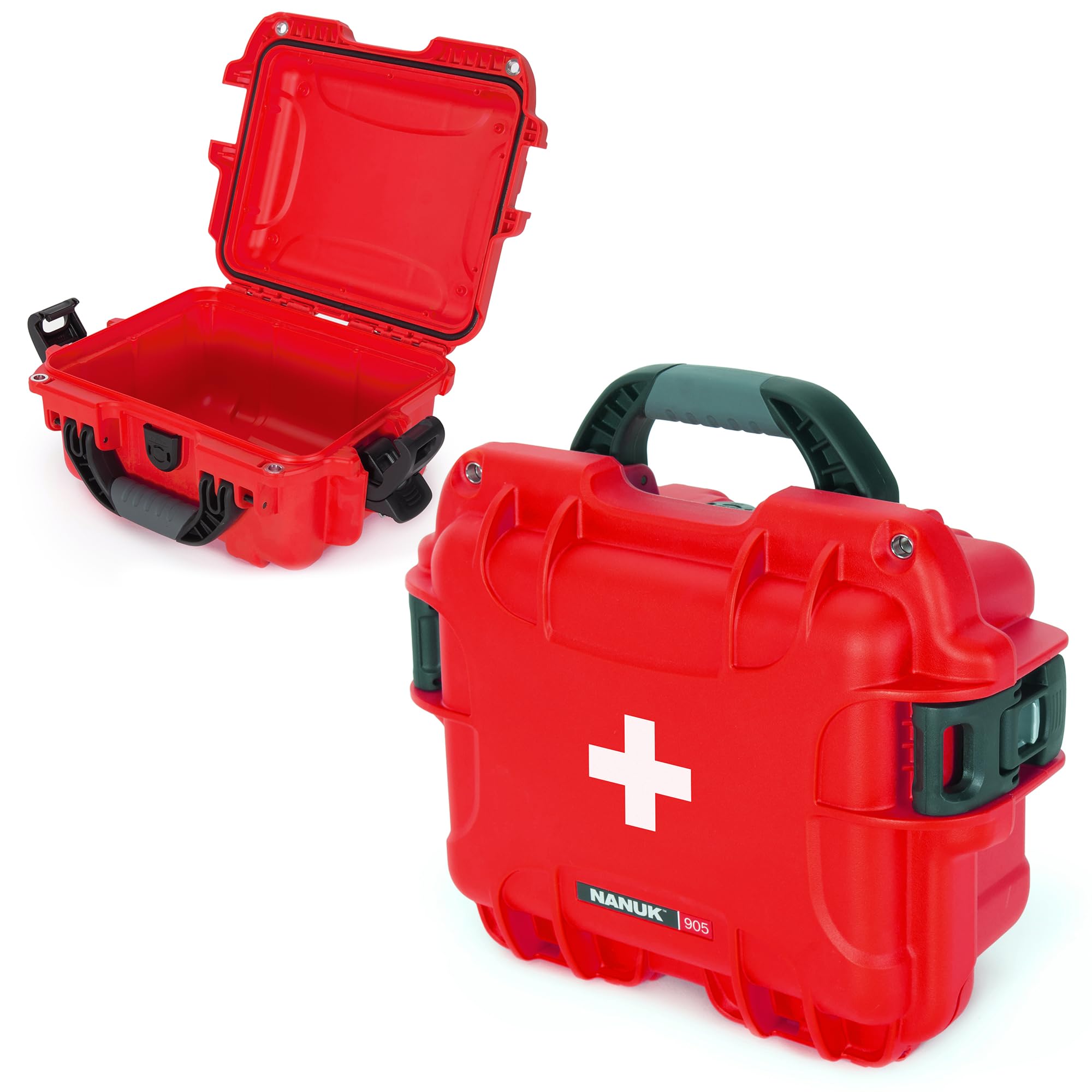 Waterproof NANUK 905 First Aid Case Empty – Durable, Medical First Aid Organizer Case, IP67-Rated, Dustproof, Impact-Resistant, and Floats (9.4" x 7.4" x 5.5") – Red
