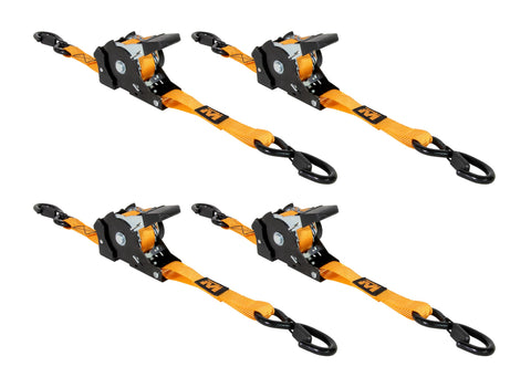 1"X10" Muddy Retractable Ratchet Straps/Orange/4-Pack