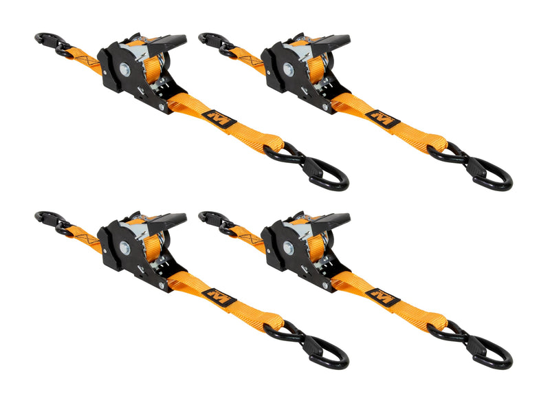 1"X10" Muddy Retractable Ratchet Straps/Orange/4-Pack