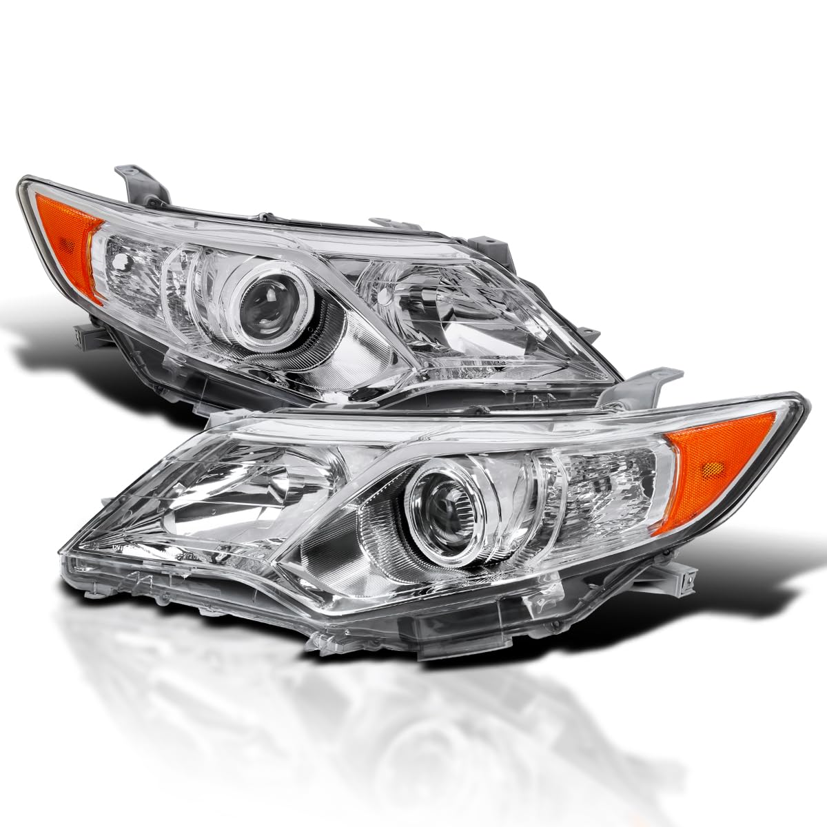 Chrome Projector Headlights SPEC-D TUNING Compatible with 2012-2014 Toyota Camry, Left + Right Pair Headlamps Assembly