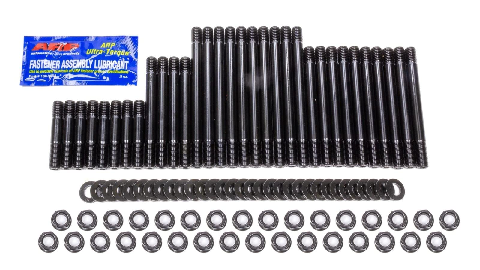 Cylinder Head Stud Autoracing Products, Hex Head Nuts, Chromoly, Black Oxide, 18 Degree Air Flow Research, Big Block Chevy, Kit