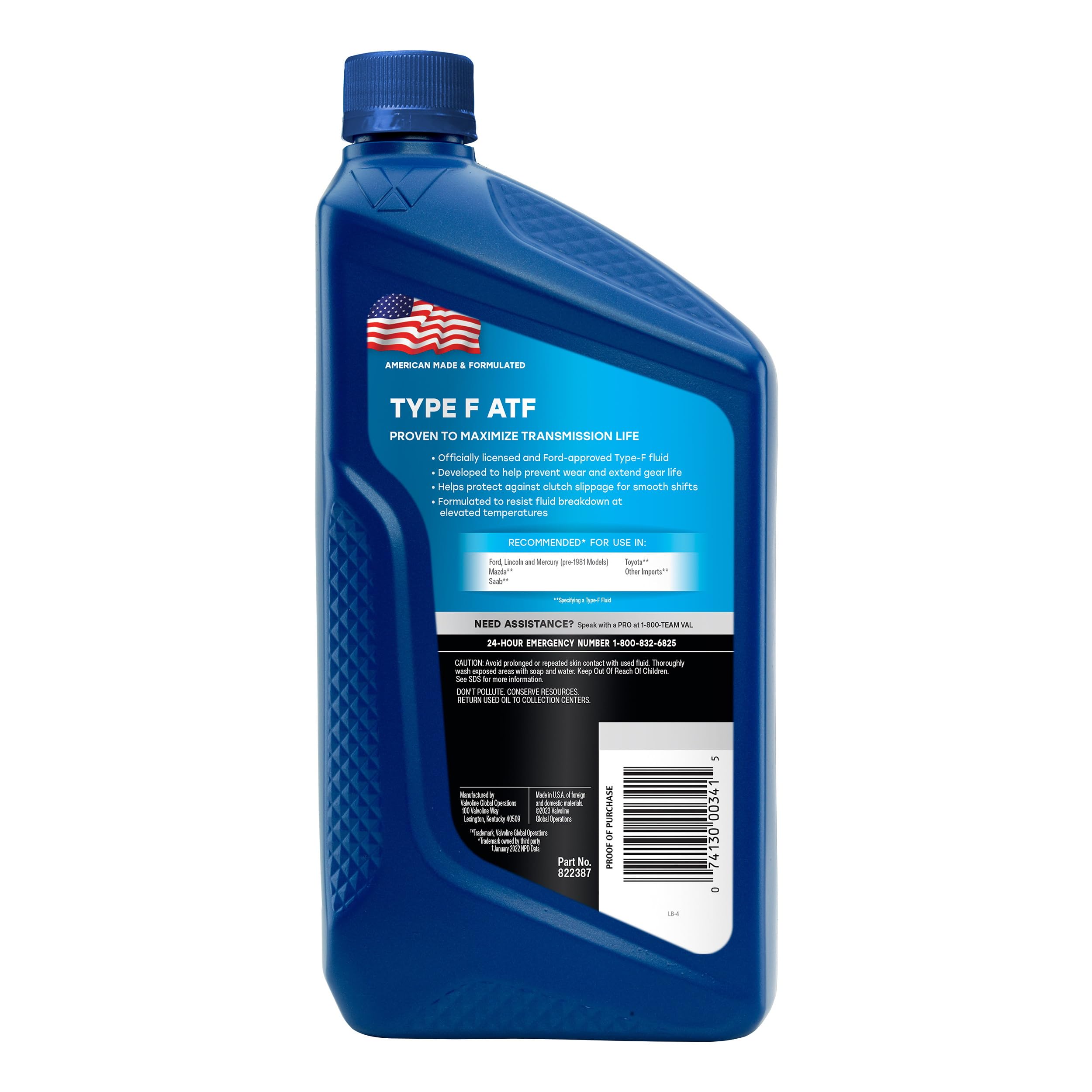 Type F Valvoline (ATF) Automatic Transmission Fluid 1 QT, Case of 6