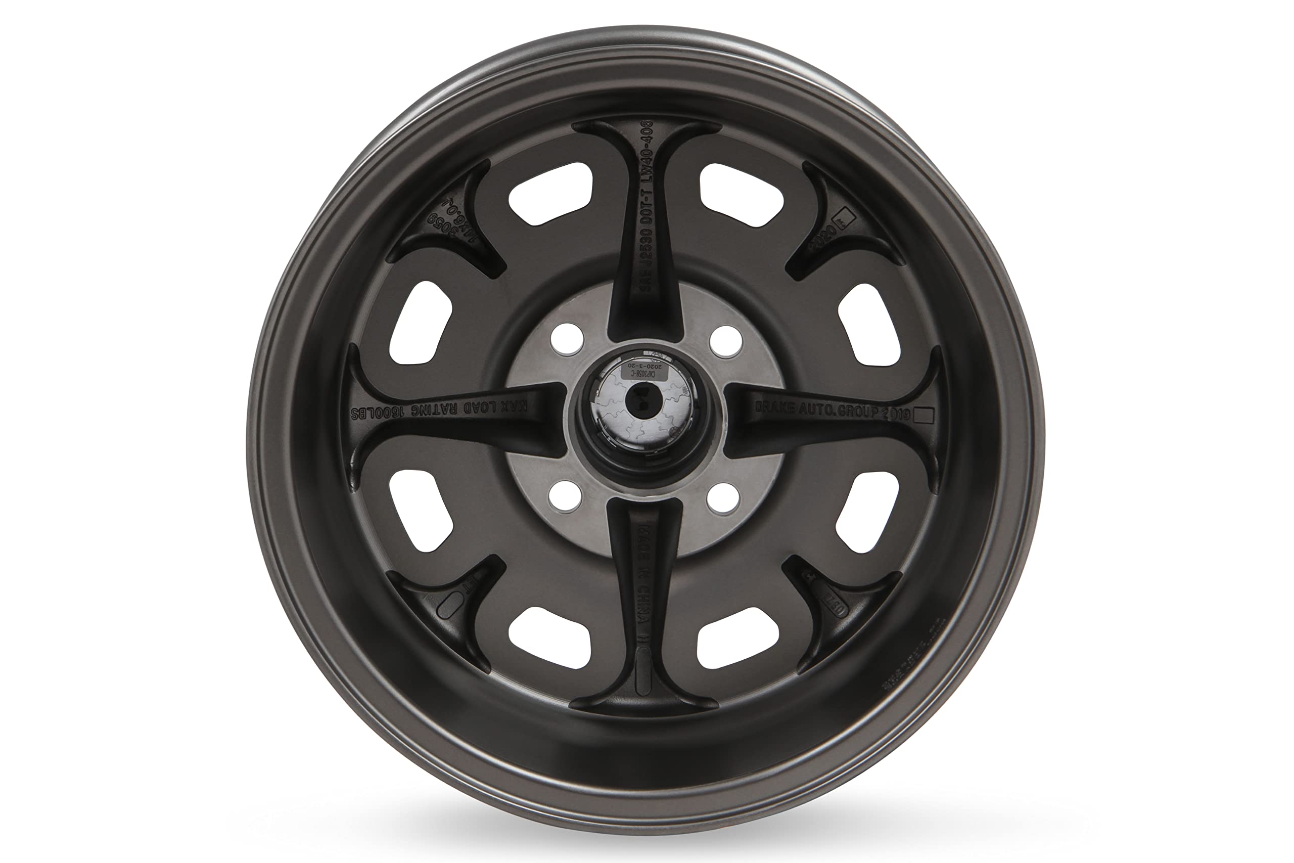 14 X 6 Drake Wheels Magnum 400, 4 On 4.5 Bp, 3.75" Bs, Charcoal/Machined