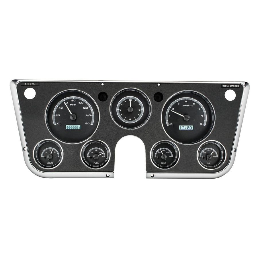 Dakota Digital Analog Dash Gauge & Clock 67 - 72 Chevy Pickup Truck Black Alloy White VHX-67C-PA-K-W