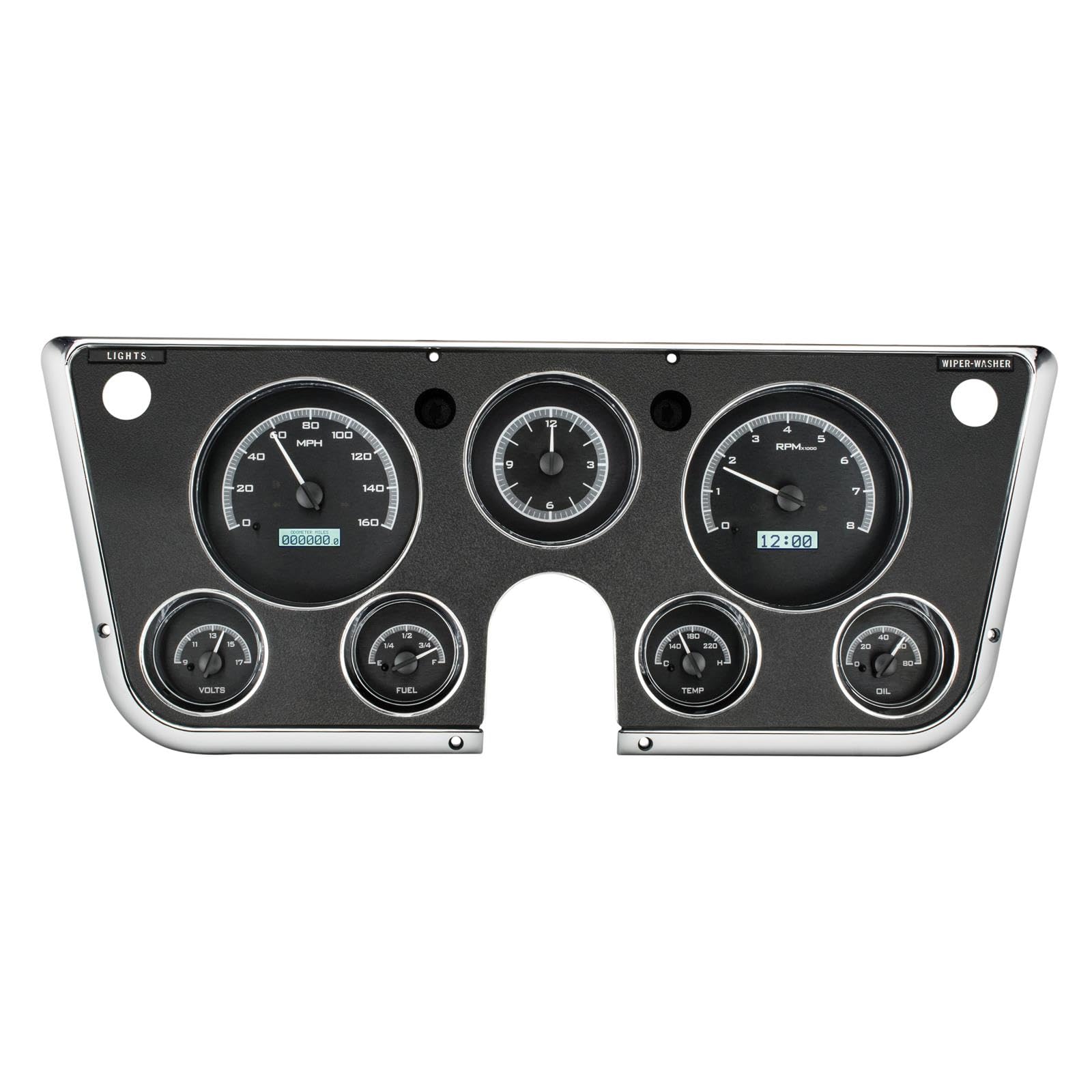 Dakota Digital Analog Dash Gauge & Clock 67 - 72 Chevy Pickup Truck Black Alloy White VHX-67C-PA-K-W