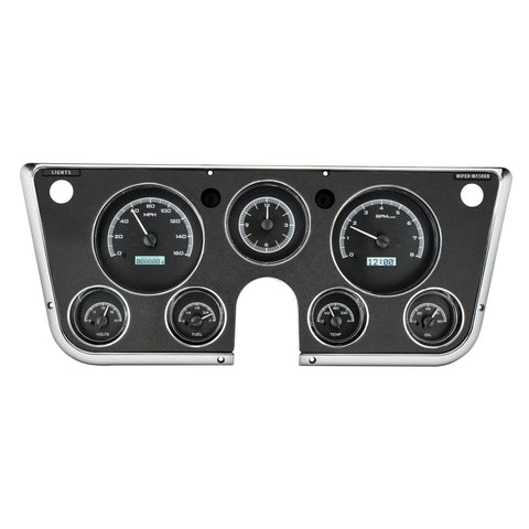 Dakota Digital Analog Dash Gauge & Clock 67 - 72 Chevy Pickup Truck Black Alloy White VHX-67C-PA-K-W