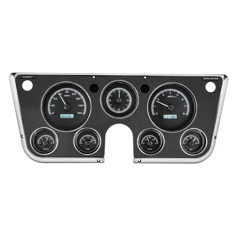 Dakota Digital Analog Dash Gauge & Clock 67 - 72 Chevy Pickup Truck Black Alloy White VHX-67C-PA-K-W