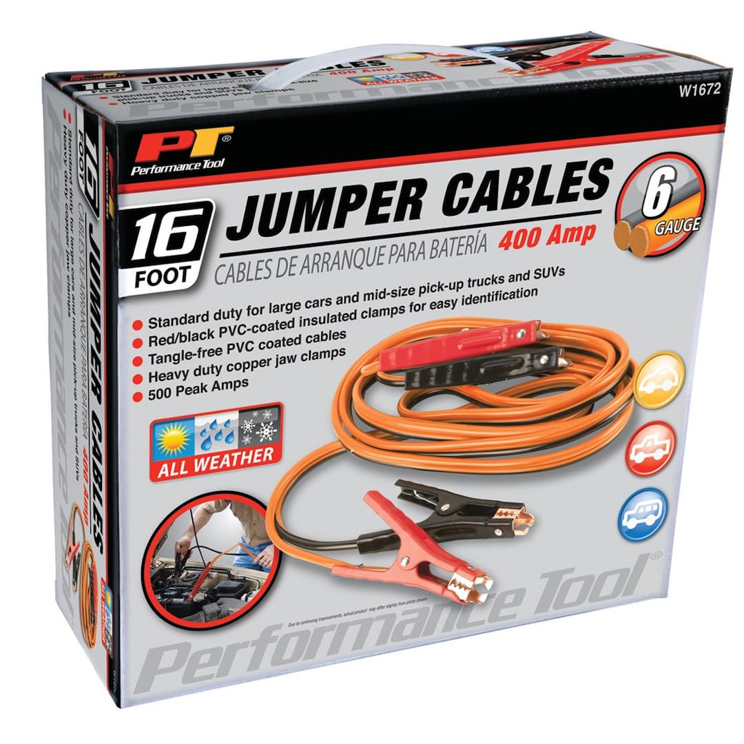 6-Gauge Performance Tool W1672 400 AMP All Weather Jumper Cables 16'