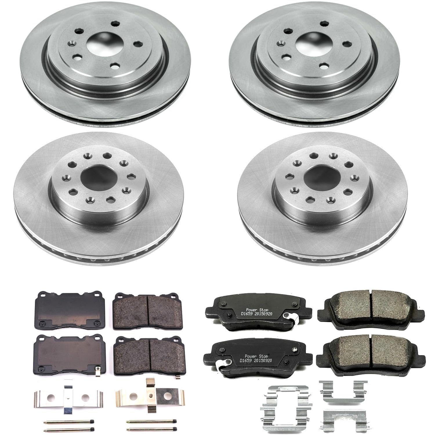 Power Stop Autospecialty KOE7000 Front and Rear Replacement Brake Kit-OE Brake Rotors & Ceramic Brake Pads For Cadillac CTS 2014-2018 [Model Specific]