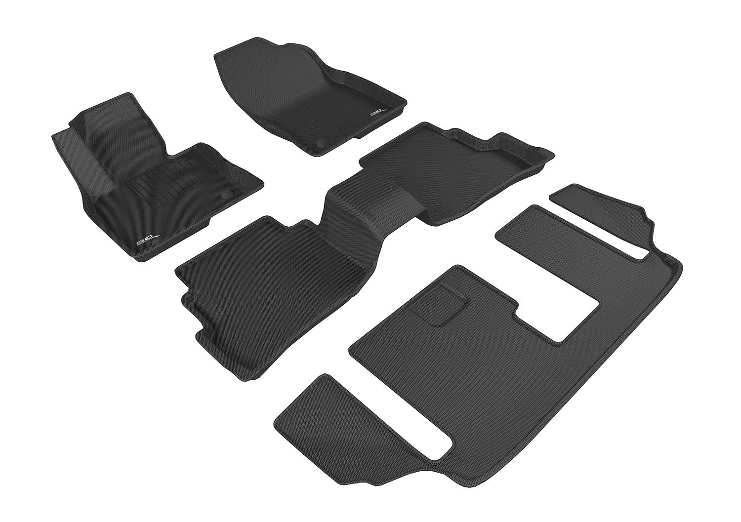3D MAXpider KAGU Custom Fit Floor Mat (BLACK) Compatible with MAZDA CX-9 7-SEATS 2016-2023 - Full Set