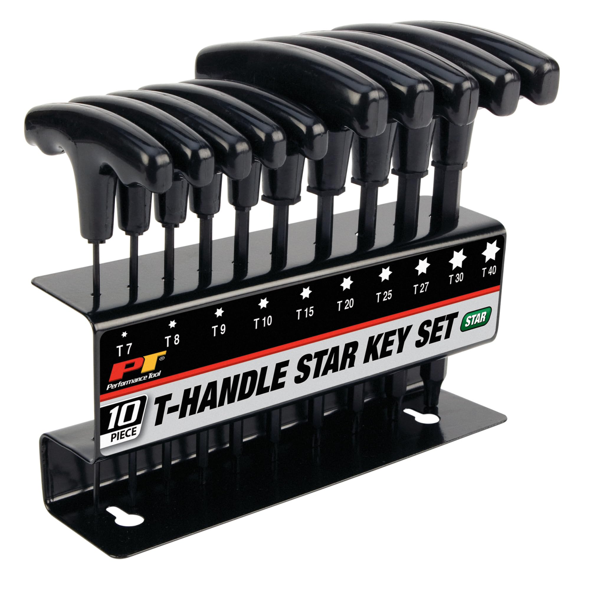 10-Piece Performance Tool Star T-Handle Allen Wrench Set, Long Arm Hex Key Wrench Set