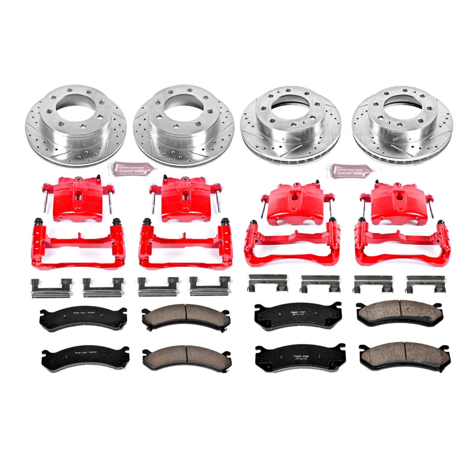 Power Stop Performance Brake Kit KC2073 with Calipers For Chevy Silverado 2500HD 3500HD GMC Sierra 2500HD 3500HD