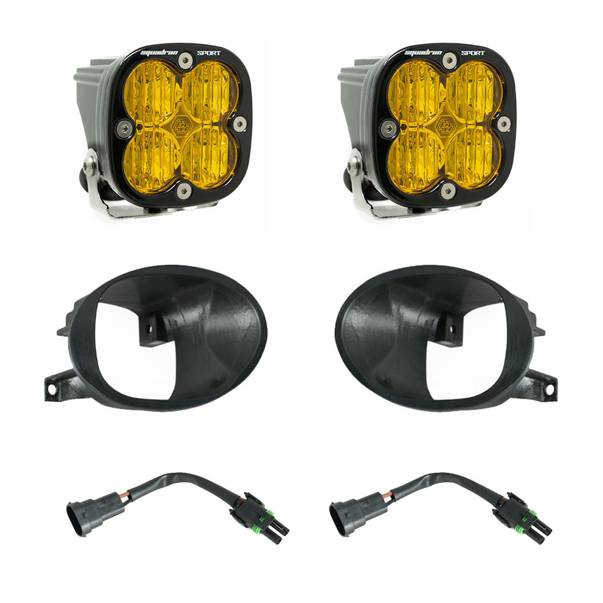Baja Designs Fog Pocket Light Kit Squadron Sport LED for Mercedes Benz Sprinter Van 1500/2500/3500 2019+ (Wide Cornering; Amber)