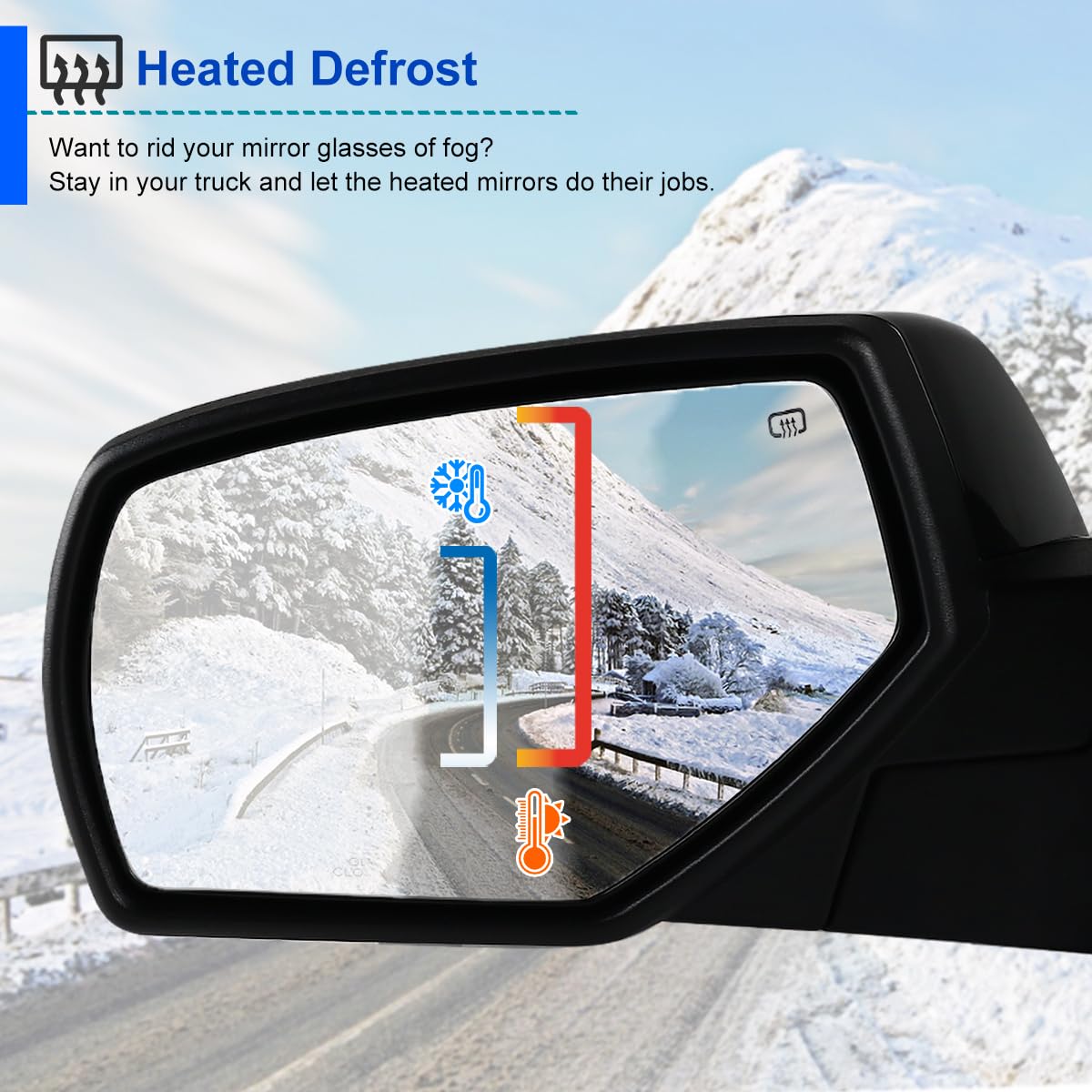 Spec-D Tuning Power Heated Left Driver Side Mirror w/LED Signal + Puddle Light Compatible with 2014-2018 Chevy Silverado, GMC Sierra
