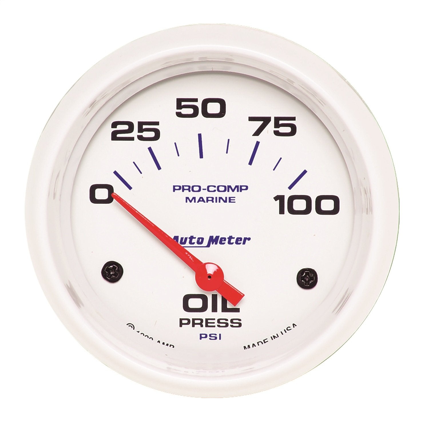 Oil Pressure AutoMeter Gauge, 2 5/8", 100Psi, Electric, Marine White (200759)