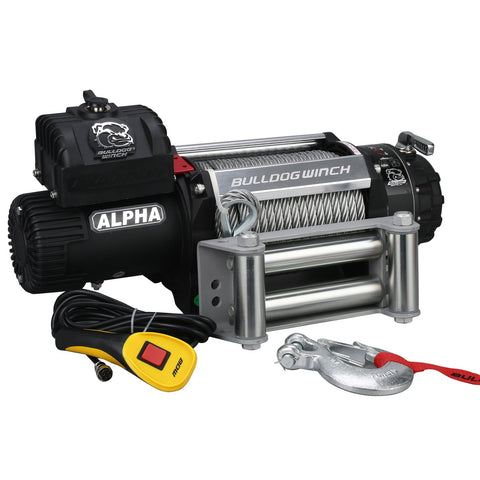 Alpha Winch BULLDOG 10047 (15000lb Series with 6.8hp Wound Motor, 85 Ft. Wire Rope, Heavy Duty Roller Fairlead), 1 Pack