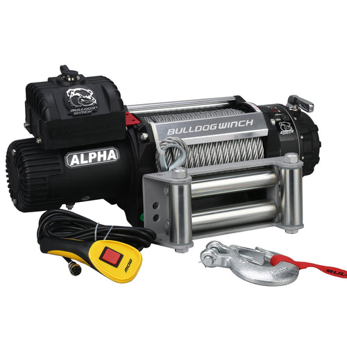 Alpha Winch BULLDOG 10047 (15000lb Series with 6.8hp Wound Motor, 85 Ft. Wire Rope, Heavy Duty Roller Fairlead), 1 Pack