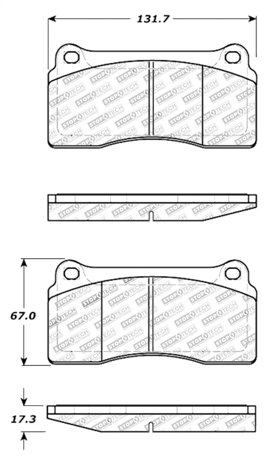 Front, Rear StopTech 308.08100 Brake Pads with Shims Street