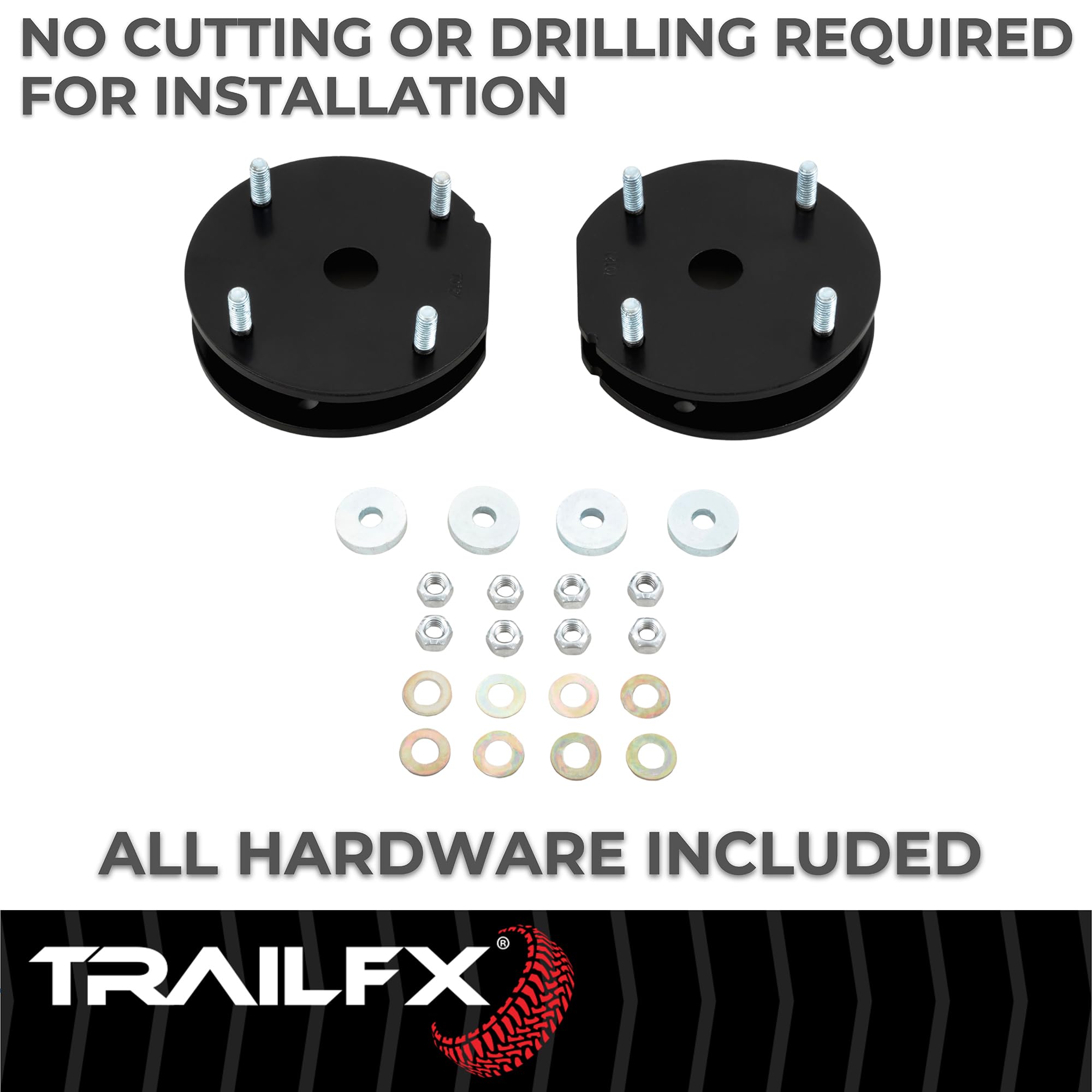 Trail FX Suspension Leveling Kit 2 Inch Lift Strut Assembly Extension Fits 2007-2021 Toyota Tundra 2WD or 4WD 17 Inch Minimum Wheel Diameter, 33 x 12.00 Maximum Tire Size TrailFX T20LL2