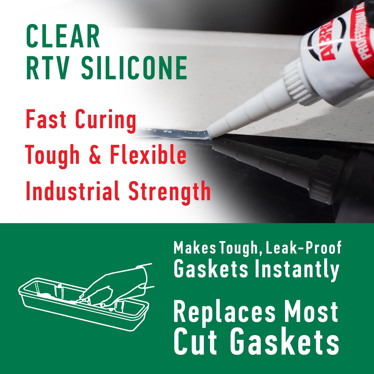 RTV Silicone Sealant and Gasket Maker ABRO: Up to 500 Degree F Heat, High Temp Silicone Sealant, 3 oz/85g Tube - Clear