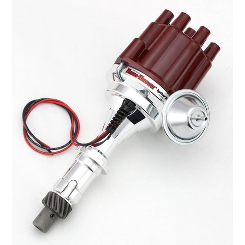 Pertronix Flame-Thrower D120701 Pontiac V8 Plug and Play Vacuum Advance Red Cap Billet Electronic Distributor with Ignitor II Technology for Pontiac V8