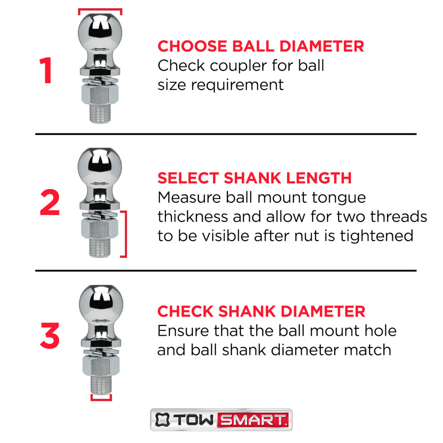Class IV TOWSMART Chrome Trailer Hitch Ball, 12,000 lb., 2-5/16 in. Ball Diameter, 1-1/4 in. x 2-1/2 in. Shank