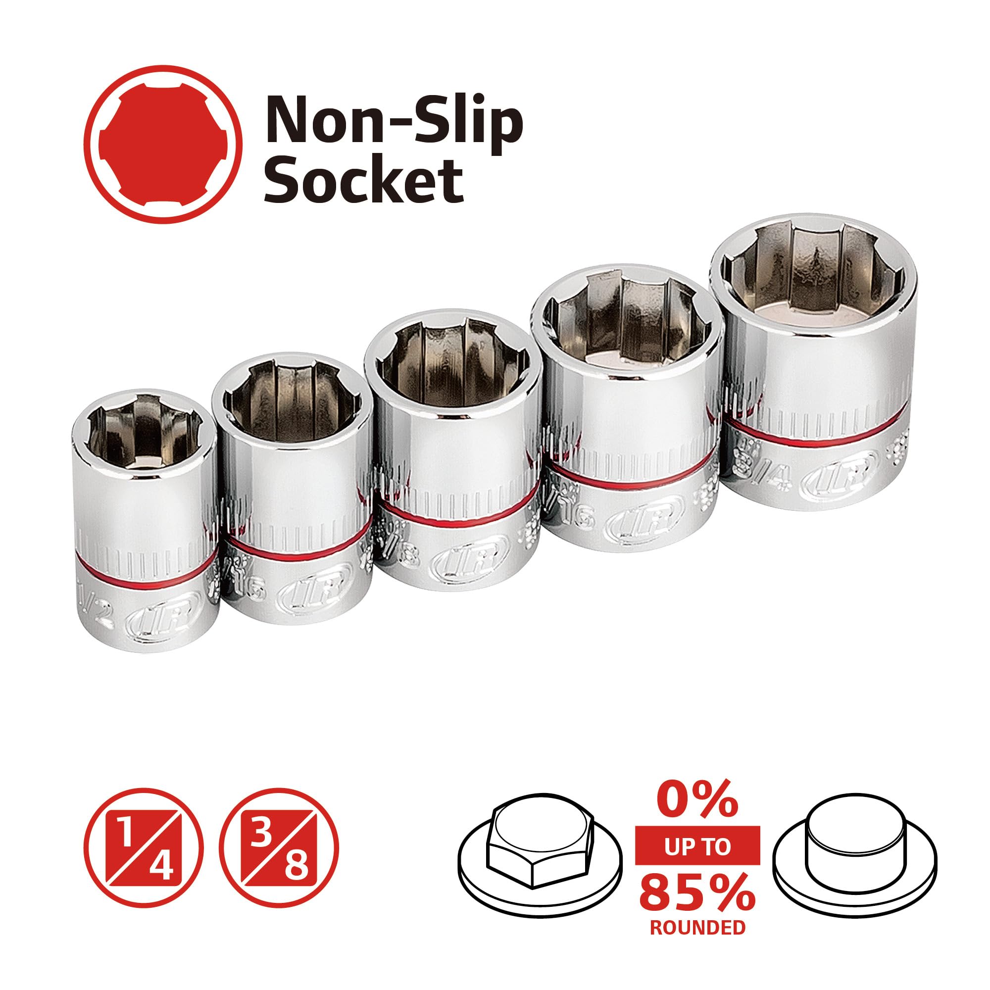 9 Pc. Ingersoll Rand Tech Solutions Non-Slip Socket Set - SAE- 752040