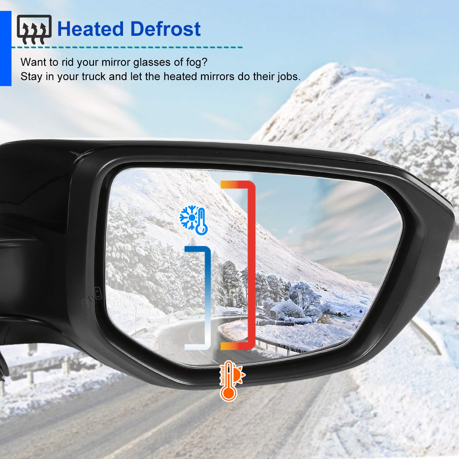7-Pin Power Heated Fold Right Passenger Side Mirror Spec-D Tuning Black +LED Signal Compatible with Honda Civic 2016-2018