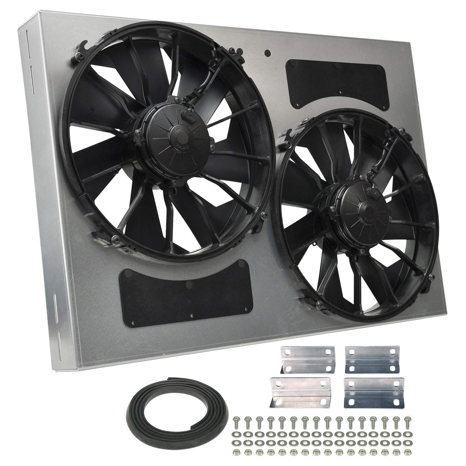 High Output Derale Performance 16842 Gray/Black Dual Radiator Fan